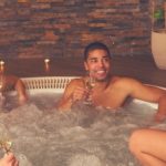Friends relax at 4 Person Hot Tubs