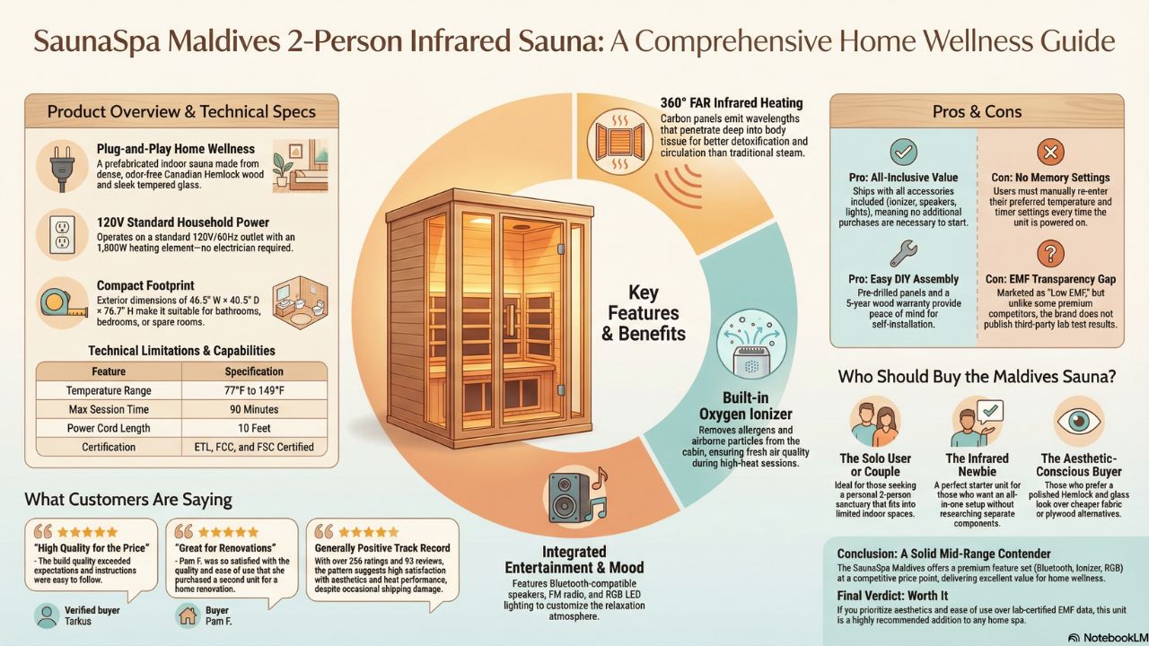 SaunaSpa Maldives 2-Person Infrared Sauna Reviews