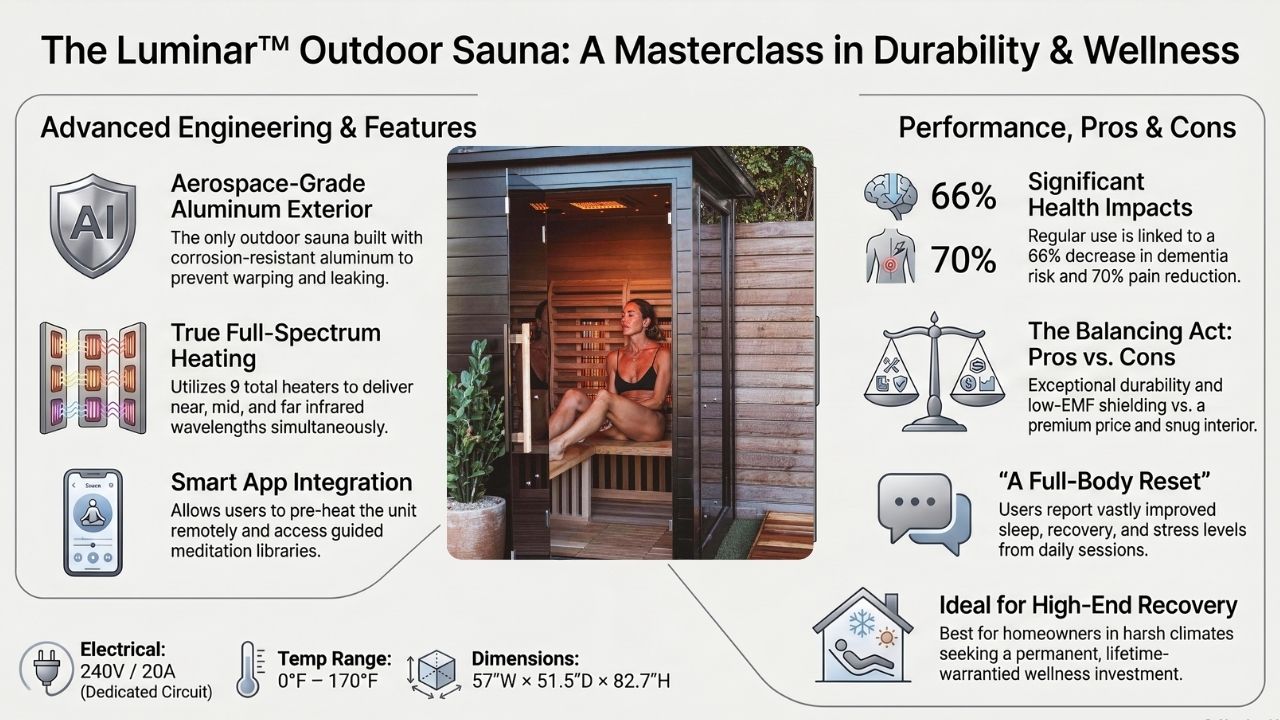 Sun Home Luminar 2-Person Full Spectrum Outdoor Infrared Sauna Overview