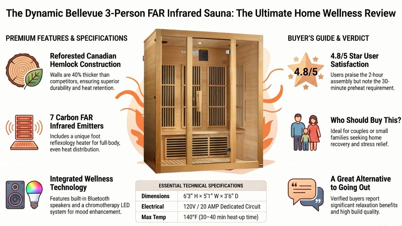 Dynamic Bellevue 3-Person FAR Infrared Sauna Overview